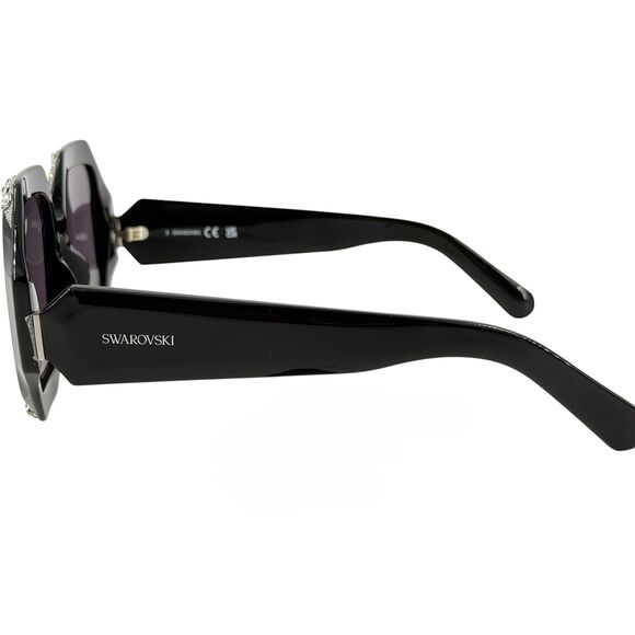 Swarovski SK0382 Womens Plastic Sunglass 01A Shiny Black 53-19 Gray Lens w Case - Picture 4 of 5